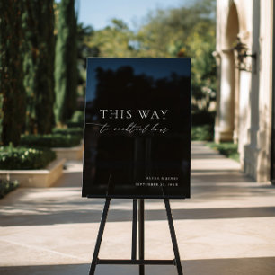 Panneau En Acrylique Symbole Mariage de l'heure du cocktail noir et bla