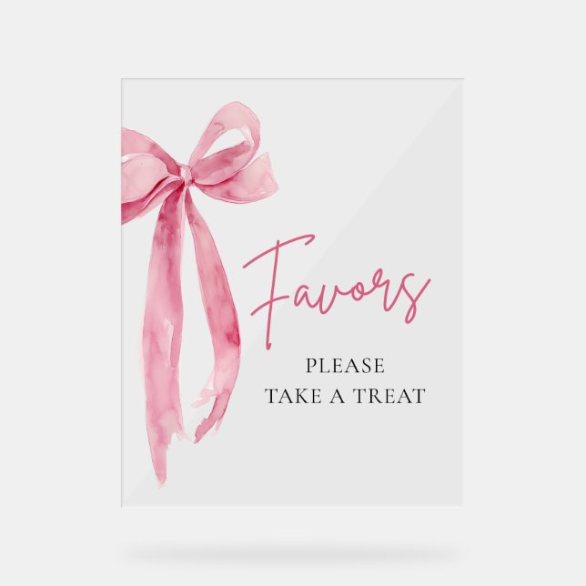Panneau En Acrylique Symbole moderne Pink Bow Graduation Party Faveurs (Recto)