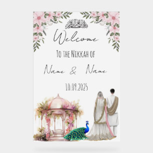 Panneau En Acrylique Symbole Nikkah rose fleuri islamique.