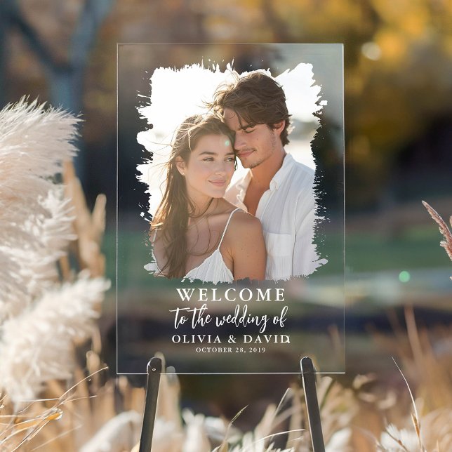 Panneau En Acrylique Symbole photo de bienvenue du Mariage Boho moderne (Bohemian Transparent Acryl Wedding Welcome Photo Sign)