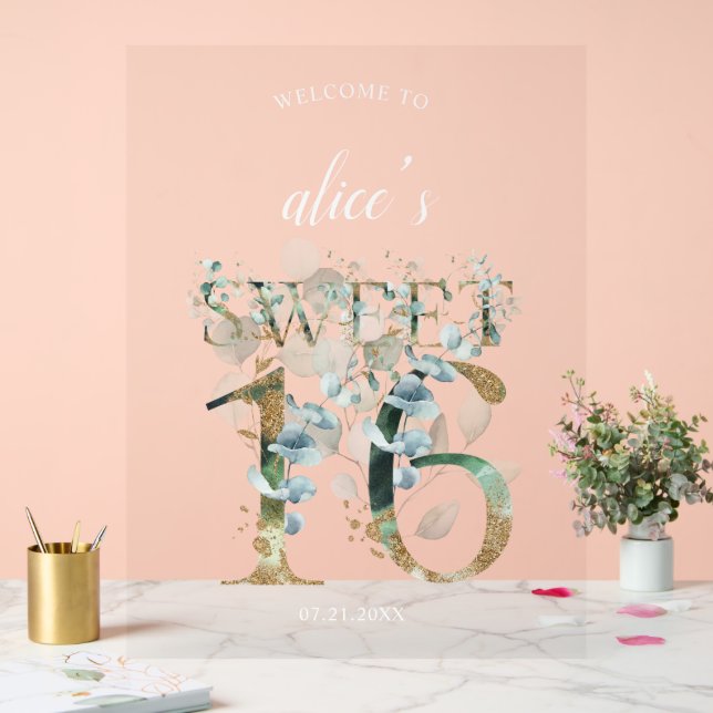 Panneau En Acrylique Symbole vert doux 16 Bienvenue acrylique (Mariage)