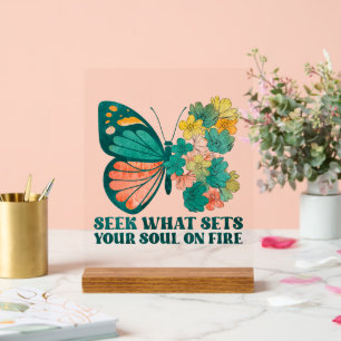 Panneau En Acrylique Sympa d'inspiration quotidienne mot art papillon