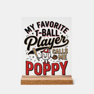 Panneau En Acrylique T-Ball Poppy Vintage Gravure Shirt Design_1