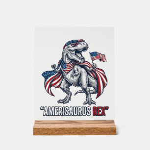 Panneau En Acrylique T-Rex patriotique Amerisaurus Rex Design de T-shir