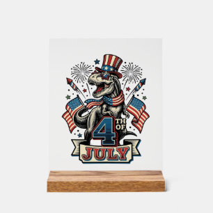 Panneau En Acrylique T-Rex patriotique conception de chemise vintage 4