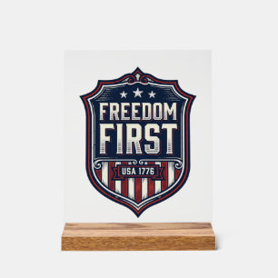 Panneau En Acrylique T-Shirt Bouclier Patriotique Freedom First USA 177
