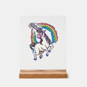 Panneau En Acrylique T-Shirt cadeau amusant licorne tronçonneuses vient