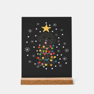 Panneau En Acrylique T-shirt classique arbre de Noël caniche jouet noir
