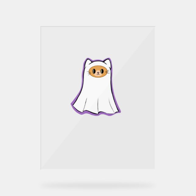 Panneau En Acrylique T-shirt classique chat fantôme_3 (Recto)