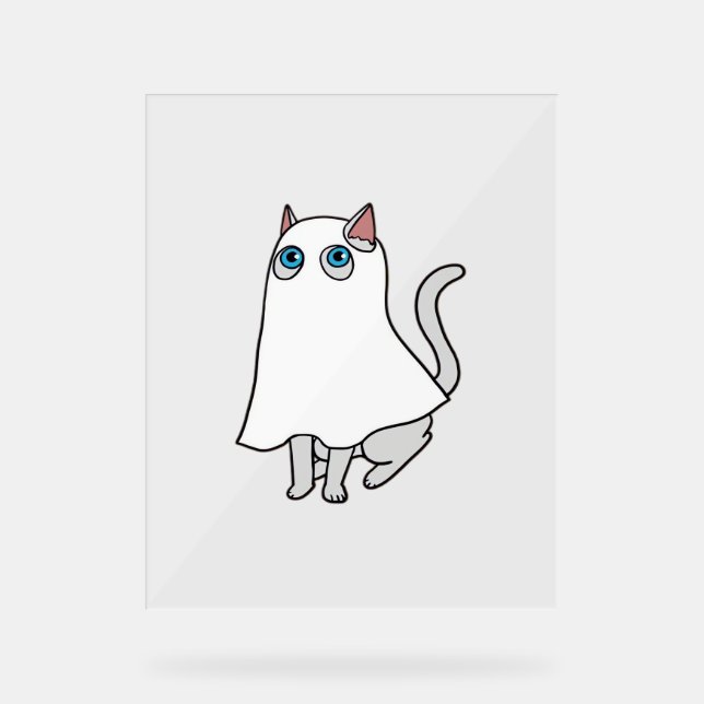 Panneau En Acrylique T-Shirt classique de chat fantôme_1 (Recto)