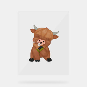Panneau En Acrylique T-shirt classique de la vache de Highland et du ch