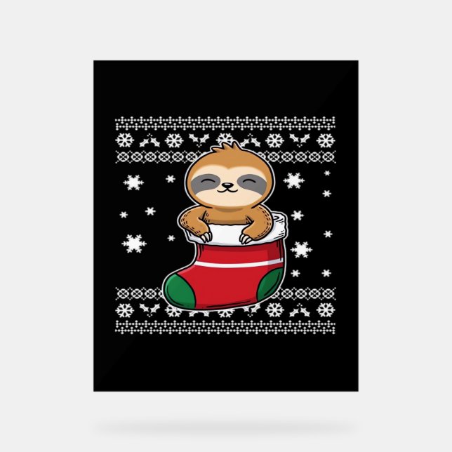 Panneau En Acrylique T-shirt classique de Noël Sloth (Recto)