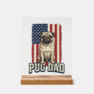 Panneau En Acrylique T-shirt de chien de gravure vintage patriotique Pu
