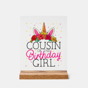 Panneau En Acrylique T-shirt de cousin de la fille d'anniversaire licor