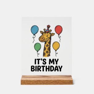Panneau En Acrylique T-shirt de fête d'anniversaire de girafe mignon De