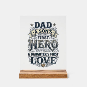 Panneau En Acrylique T-shirt de typographie vintage sur l'amour père fi