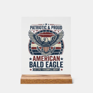 Panneau En Acrylique T-Shirt décontracté vintage patriotique à tête d'a
