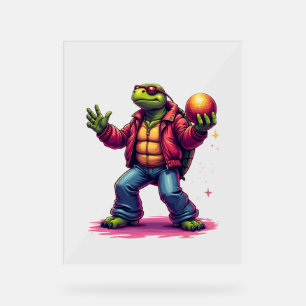 Panneau En Acrylique T-shirt Disco Tortue esthétique