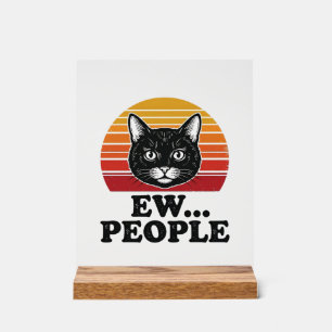 Panneau En Acrylique T-shirt drôle de chat noir Ew personnes rétro Suns