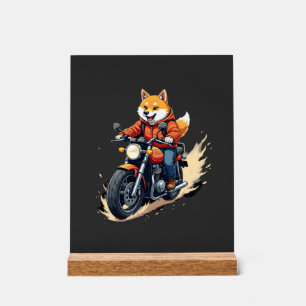 Panneau En Acrylique T-Shirt Drôle, Shiba Inu, Moto, Chien, Marionnette