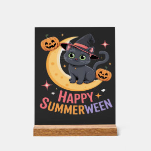 Panneau En Acrylique T-shirt essentiel esthétique Halloween chat mignon