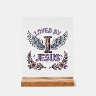 Panneau En Acrylique T-Shirt Floral Vintage Chrétien Aimé Par Jésus De