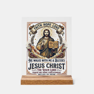 Panneau En Acrylique T-Shirt Jésus Surfant Foi Inspirante
