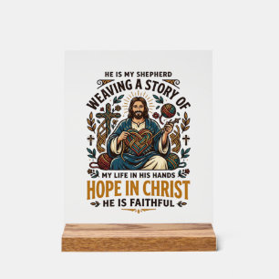 Panneau En Acrylique T-Shirt Jésus Tricot Crochet Foi Inspirationnelle