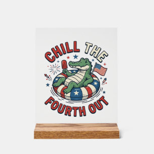 Panneau En Acrylique T-shirt patriotique Chill The Fourth Out Alligator