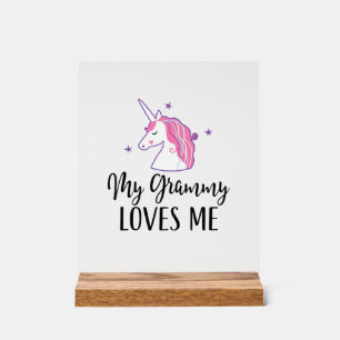 Panneau En Acrylique T-shirt pour enfants Mon Grammy m'aime Licorne Pet