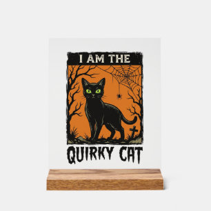 Panneau En Acrylique T-Shirt Quirky Cat Halloween Gravure Vintage Des
