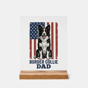 Panneau En Acrylique T-shirt vintage chien patriote papa Border Collie