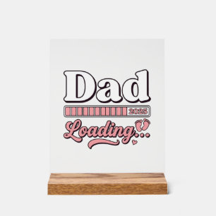Panneau En Acrylique T-shirt vintage d'annonce de bébé 2025 Papa en rou