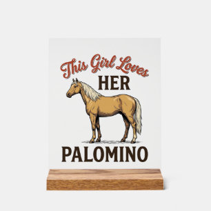 Panneau En Acrylique T-Shirt vintage gravure amateur de cheval Palomino