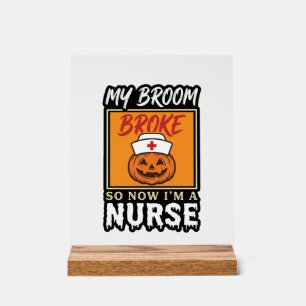 Panneau En Acrylique T-shirt vintage infirmière Halloween citrouille ba