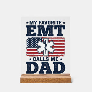 Panneau En Acrylique T-shirt vintage patriotique Mon EMT préféré m'appe