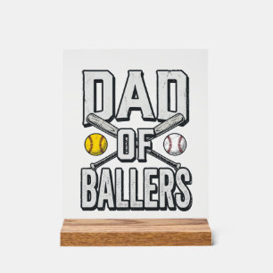 Panneau En Acrylique T-shirt vintage pour papa de softball et baseball