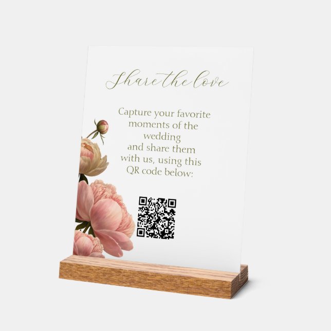Panneau En Acrylique Table de mariage Chic Rose QR (Angle)