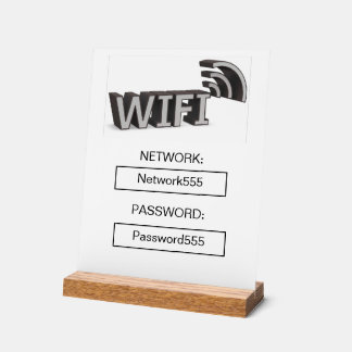 Panneau En Acrylique Table en acrylique pour mot de passe Wifi professi