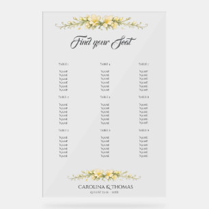 Panneau En Acrylique Tableau de Mariage Jaune Canari Freesia