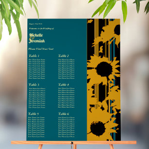 Panneau En Acrylique Tableau de mariage vertical tournesol sarcelle or