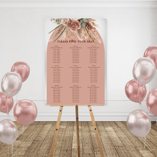 Panneau En Acrylique Tableau de placement de mariage en herbe de pampa 