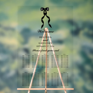 Panneau En Acrylique Tableau de siège du Mariage de ruban noir