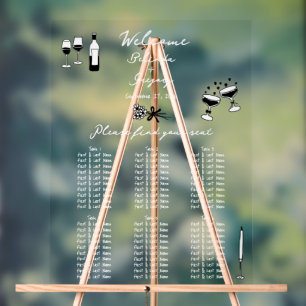 Panneau En Acrylique Tableau de sièges Mariage pour Doodles à main noir