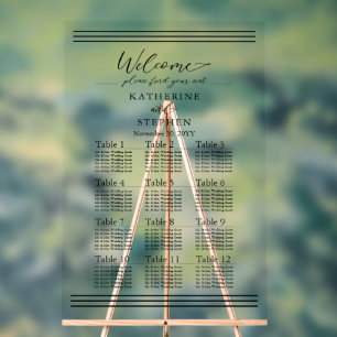 Panneau En Acrylique Tableau de sièges minimaliste de Mariage noir mode