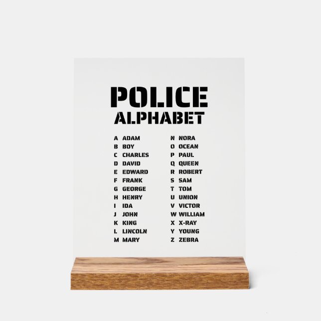 Panneau En Acrylique Tableau d'identification de l'alphabet de police C (Recto)