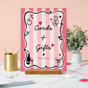 Panneau En Acrylique Tablette de Fête des mariées à main levée chic