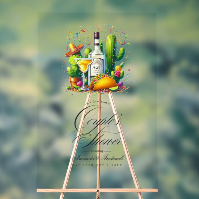 Panneau En Acrylique Taco 'Bout a Fiesta Couple's Shower Bienvenue (Neutre)