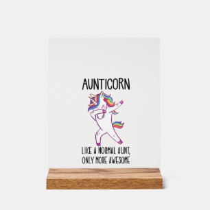 Panneau En Acrylique Tante Licorne Féminine Aunticorn Comme une Tante N