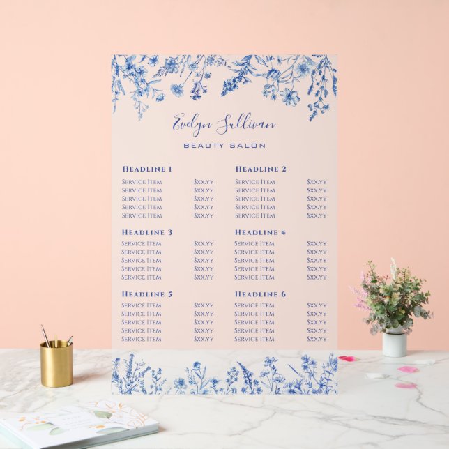 Panneau En Acrylique Tarif Fleur sauvage bleu français (Mariage)